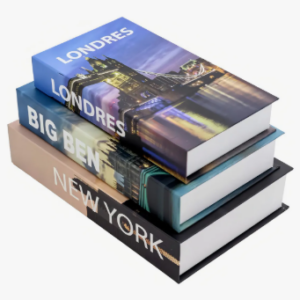 caixa livro fake londres bigben new york