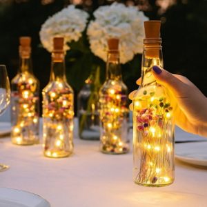 lembrancinhas em garrafa de vidro com led