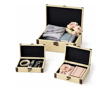 Kit 3 Caixas Decorativas Estilo Baú Vintage - Imagem 2