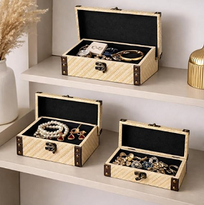 Kit 3 Caixas Decorativas Estilo Baú Vintage - Imagem 3