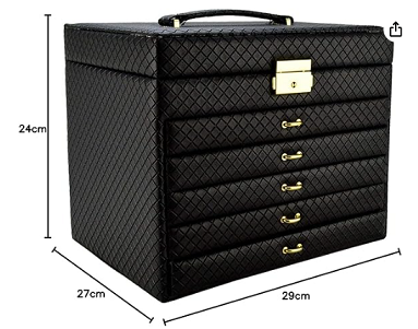 Caixa Para Joias Bijuteria 5 Gavetas Luxo Preto - Imagem 3